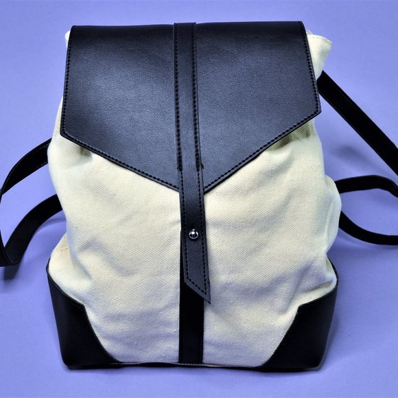 Deux Lux Demi Canvas Backpack in Off-White/Cream & Black - Picture 2 of 13